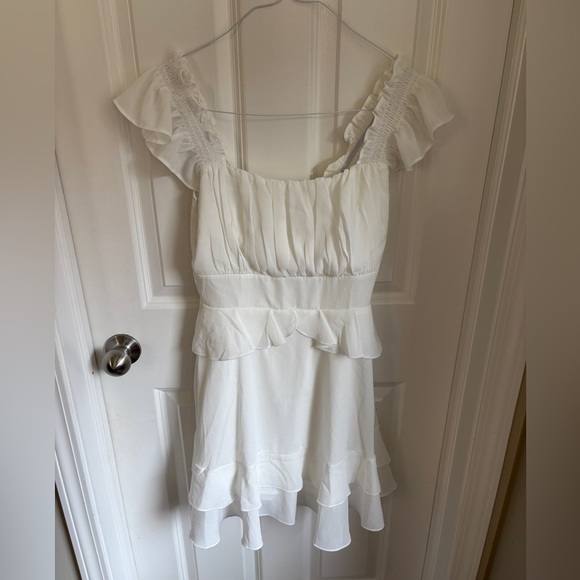 White Flutter Sleeve Tiered Sundress - Picture 4 of 6
